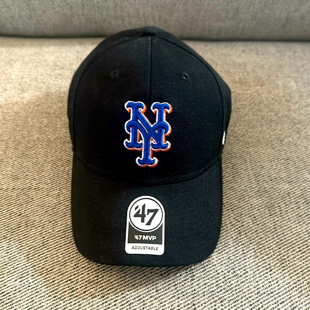 New York Mets Hat Black/Royal/orange Adjustable - 47 MVP Brand